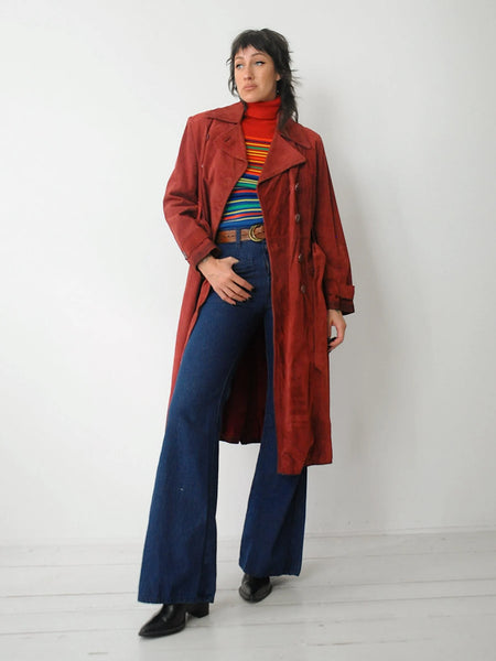 1970's Maroon Suede Trench Coat