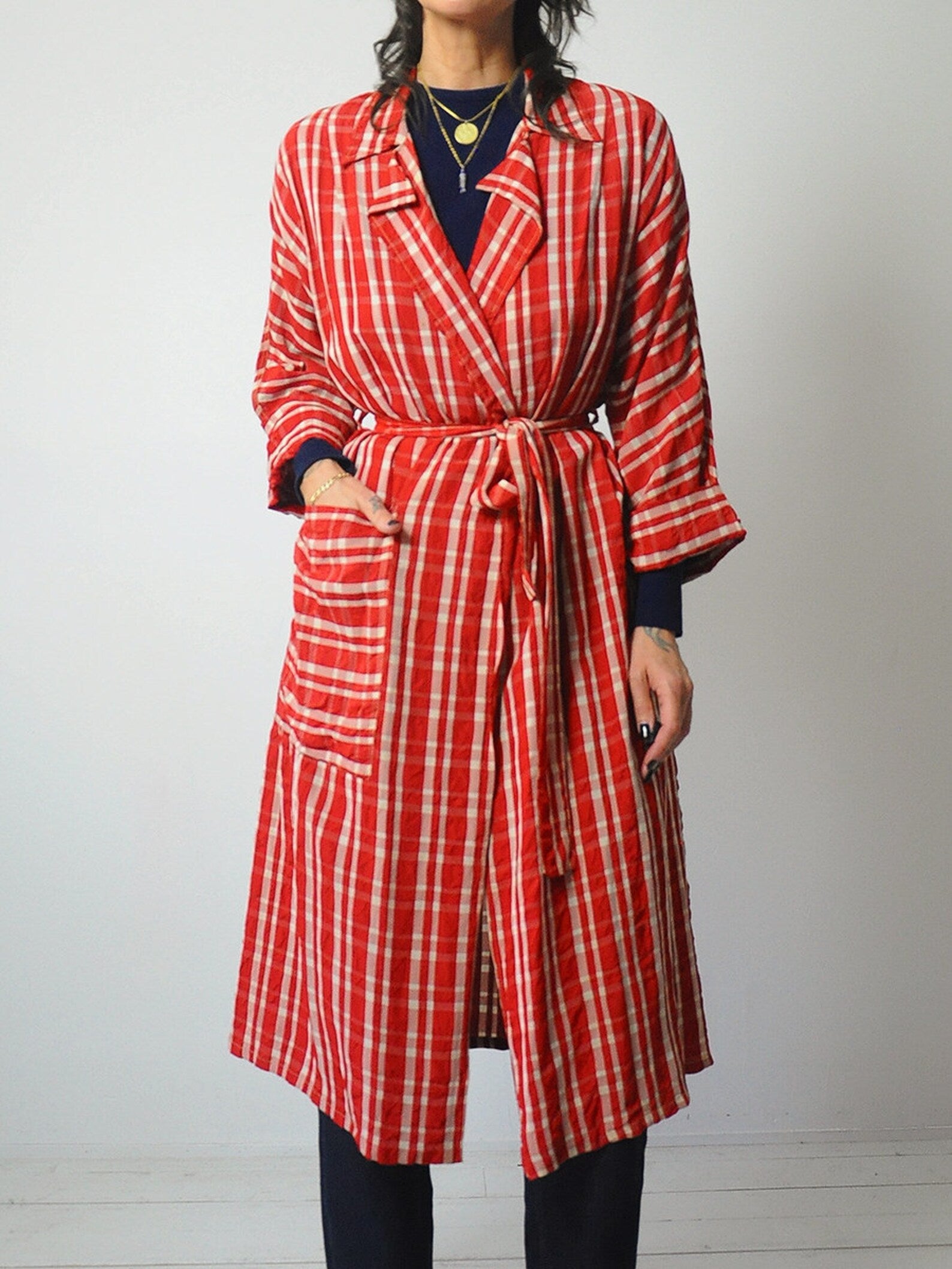 1930's Red Plaid Pak-A- Robe