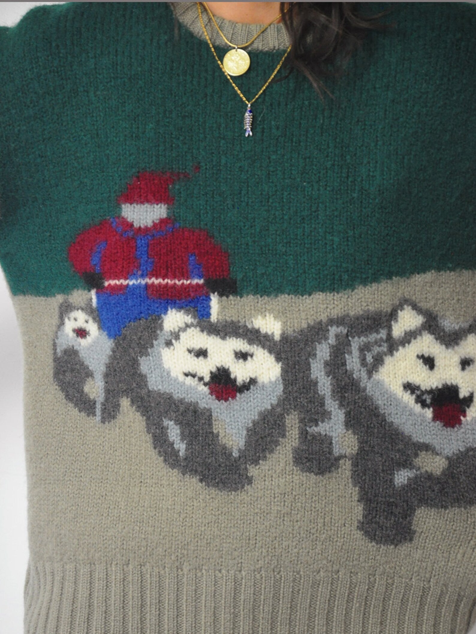 1980's Dog Sled Wool Sweater