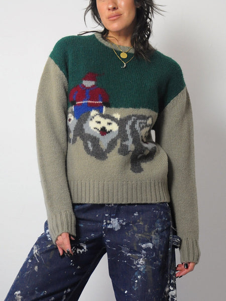 1980's Dog Sled Wool Sweater