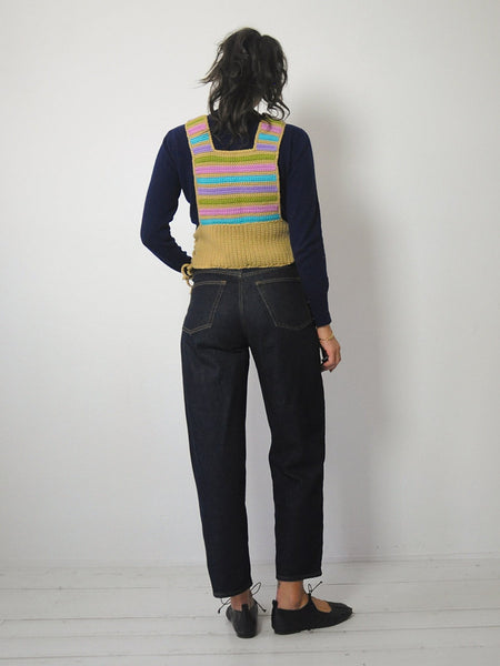 1970's Handknit Striped Sweater Vest