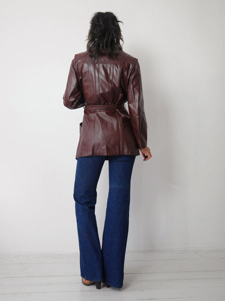 1970's Merlot Leather Trench Coat