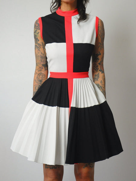 1960's Checkered Pleated Dress