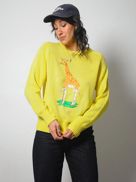 1970's Embroidered Giraffe Sweater