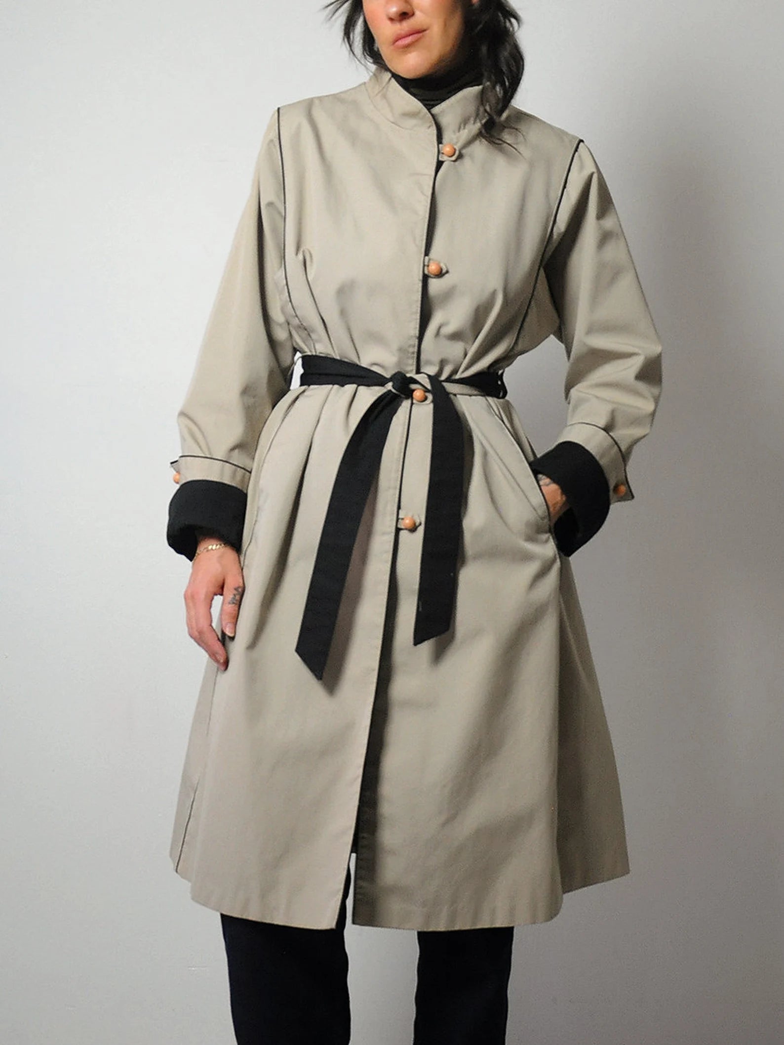 1980's Khaki Belted Trench Coat