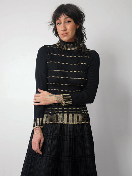 1970's Metallic Striped Turtleneck