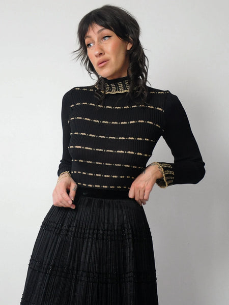 1970's Metallic Striped Turtleneck