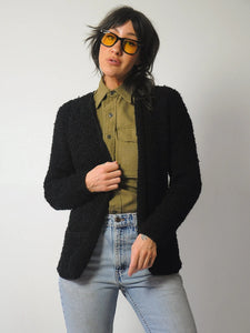 1980's Black Boucle Cardigan