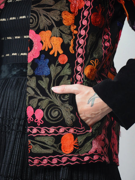1970's Velvet Embroidered Floral Jacket