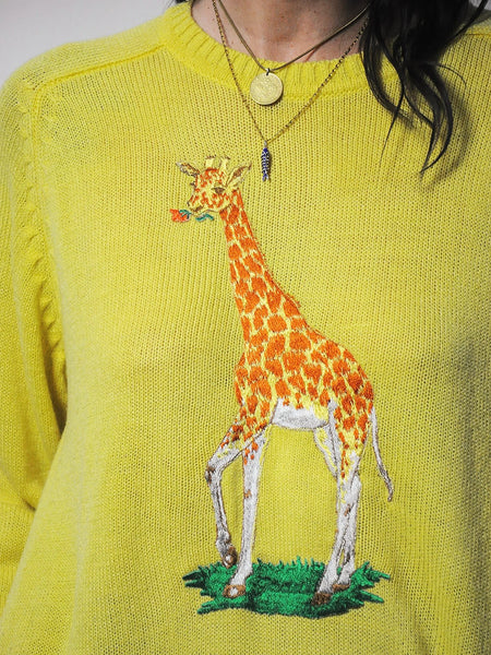 1970's Embroidered Giraffe Sweater