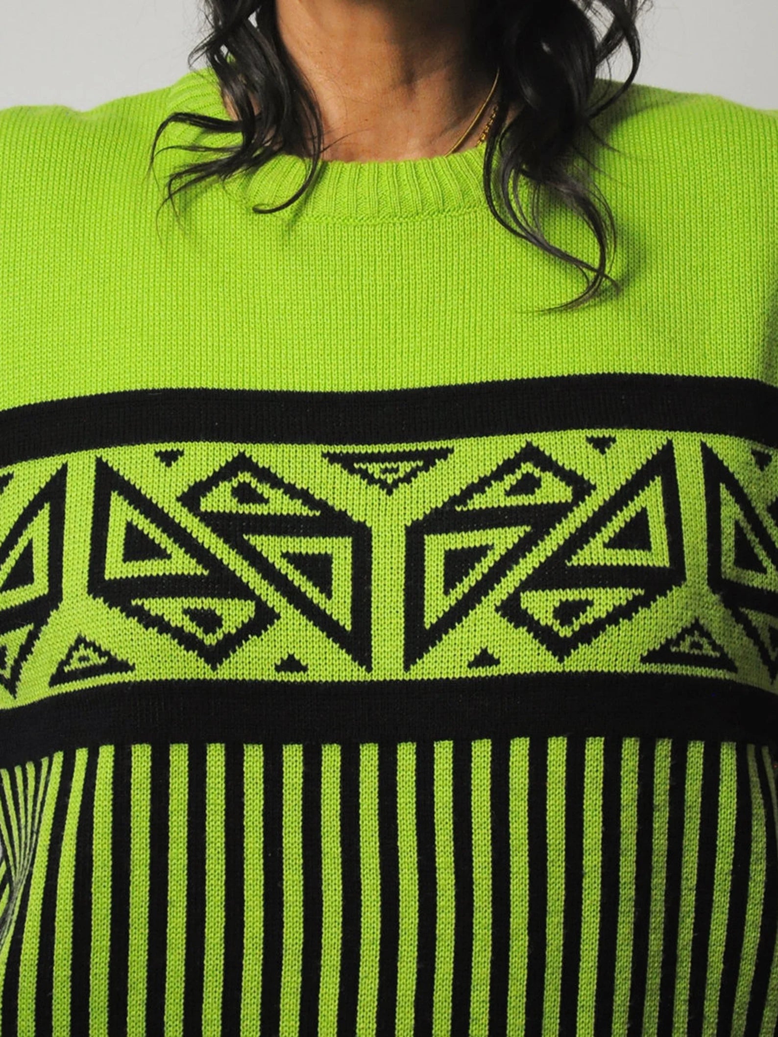 1980's Neon Geo Striped Ski Sweater