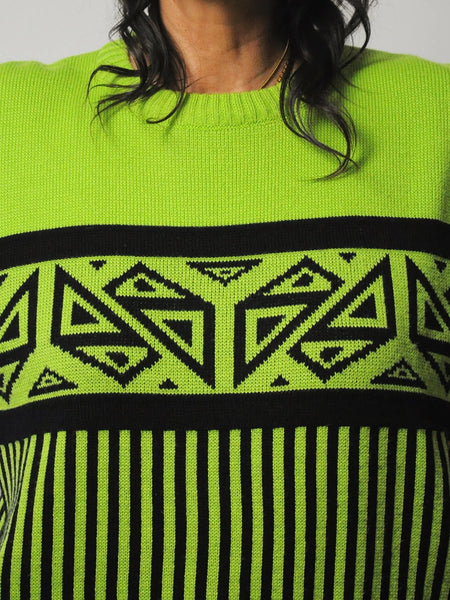 1980's Neon Geo Striped Ski Sweater