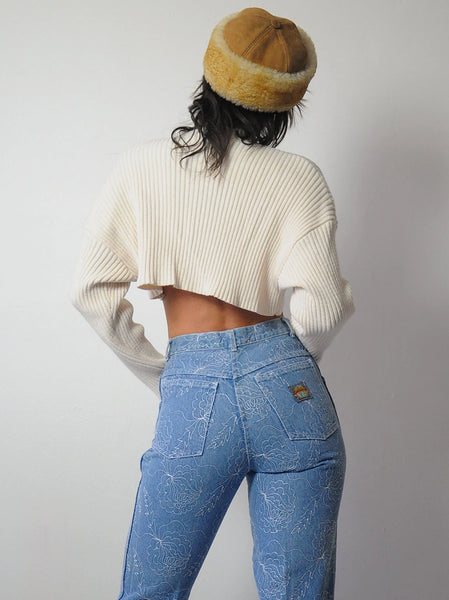 90's Embroidered Floral Jeans