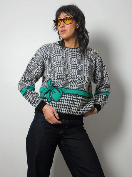 1980's Houndstooth Bow Sweater