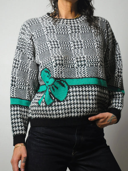 1980's Houndstooth Bow Sweater