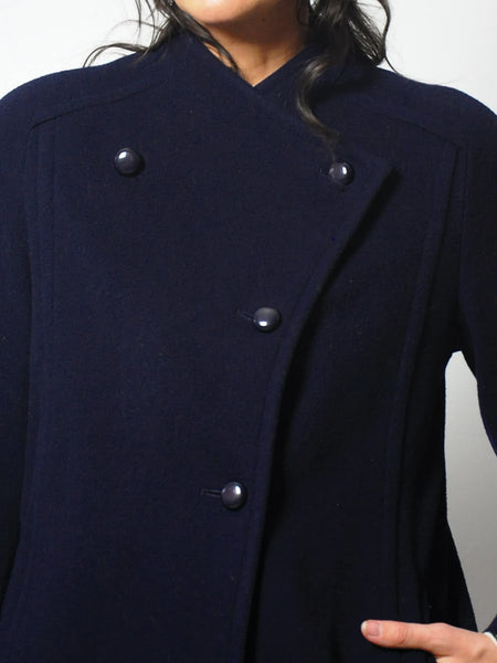 1960's Asymmetric Button Wool Coat