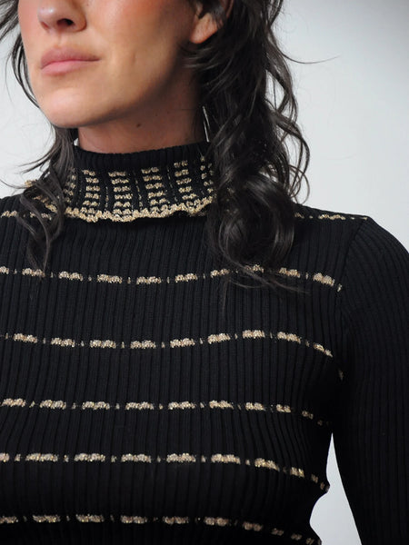 1970's Metallic Striped Turtleneck