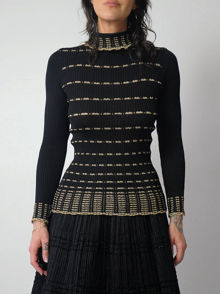 1970's Metallic Striped Turtleneck