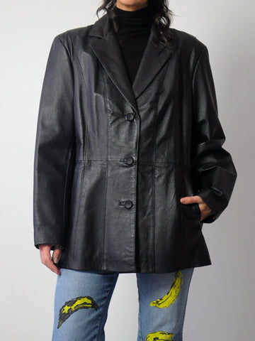 1990's Black Leather Jacket