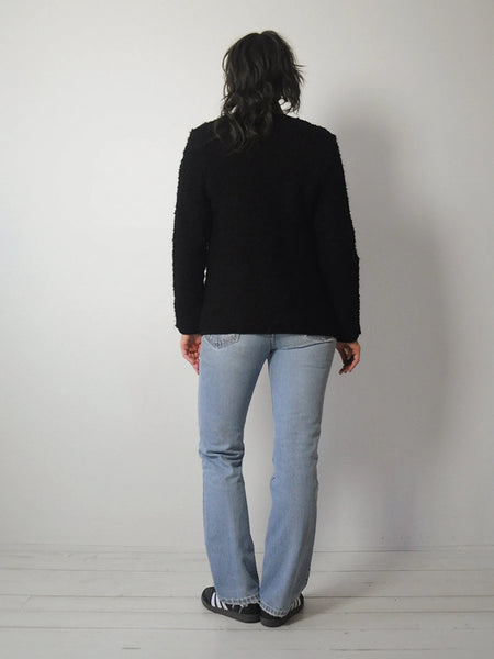 1980's Black Boucle Cardigan