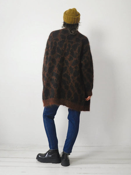 1980's I.Magnin Leopard Mohair Cardigan