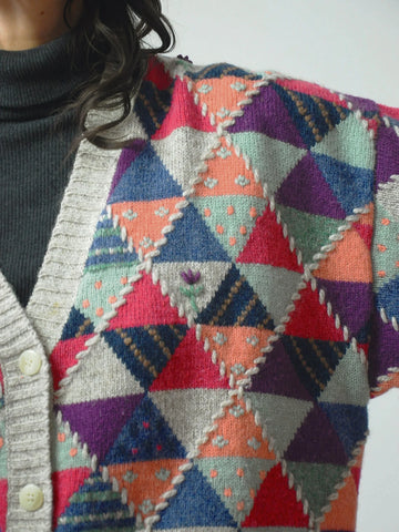1992 Eddie Bauer Wool Geo Cardigan