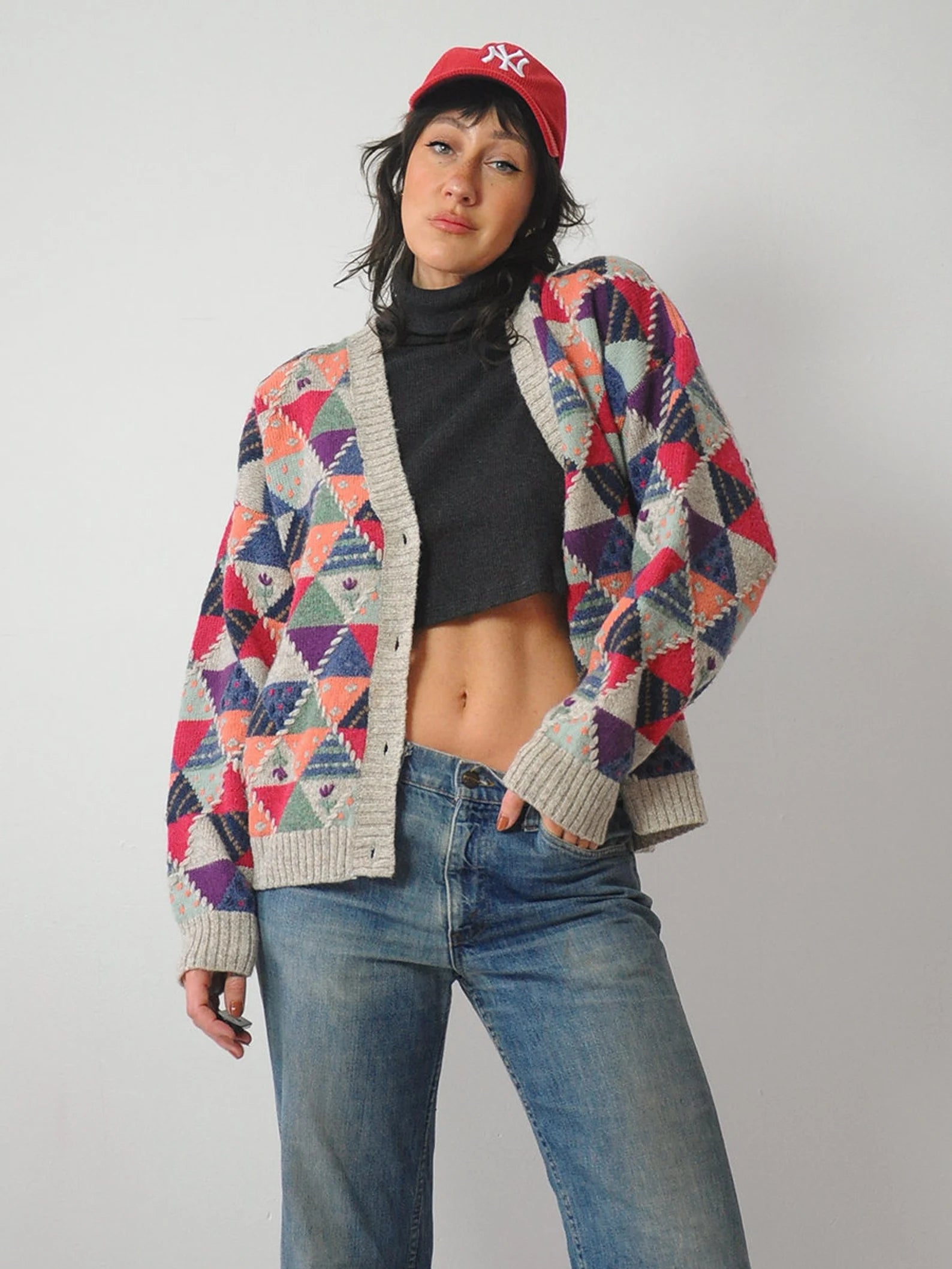 1992 Eddie Bauer Wool Geo Cardigan