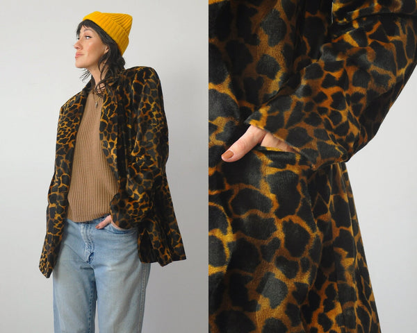 90's Oversized Faux Fur Leopard Blazer