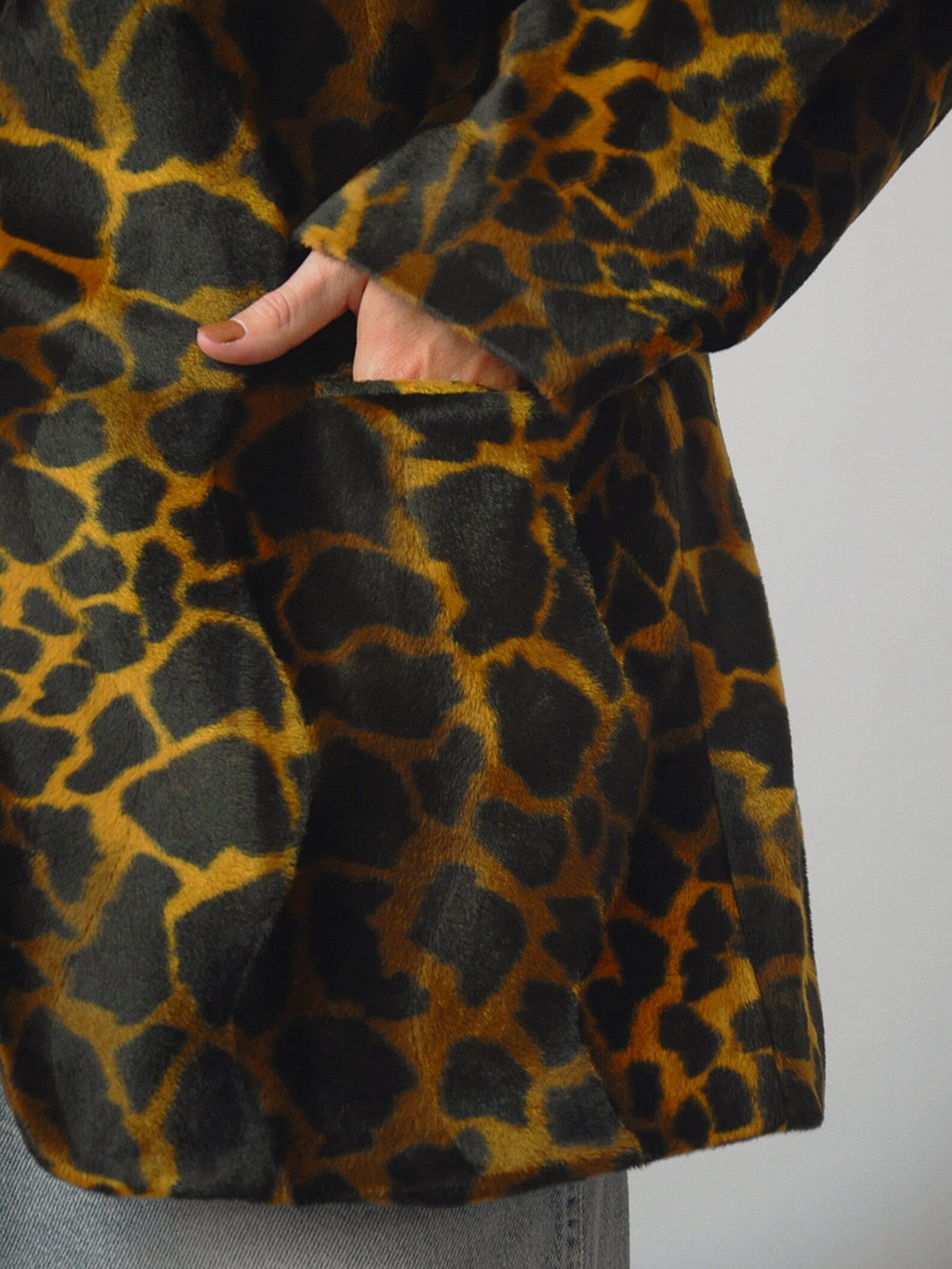 90's Oversized Faux Fur Leopard Blazer