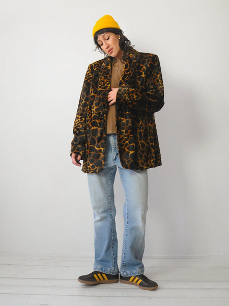 90's Oversized Faux Fur Leopard Blazer