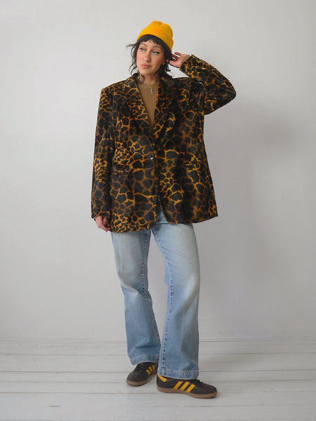 90's Oversized Faux Fur Leopard Blazer