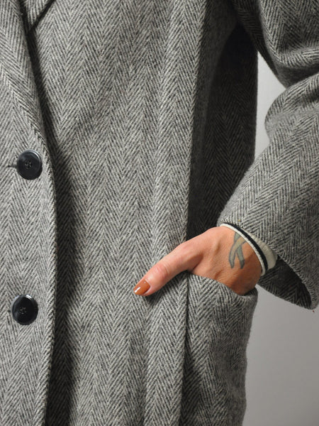 1980's Wool Tweed Herringbone Coat