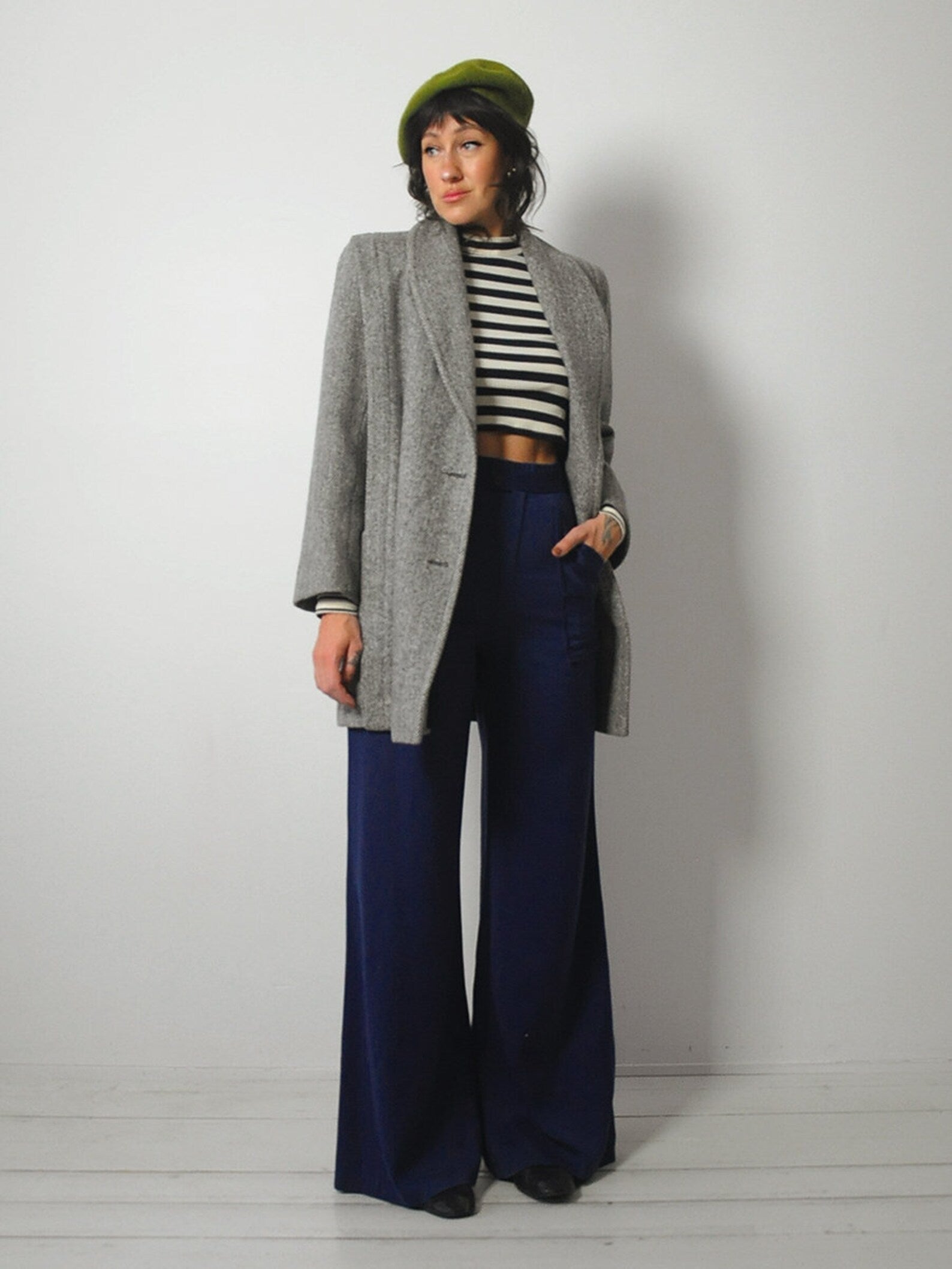 1980's Wool Tweed Herringbone Coat