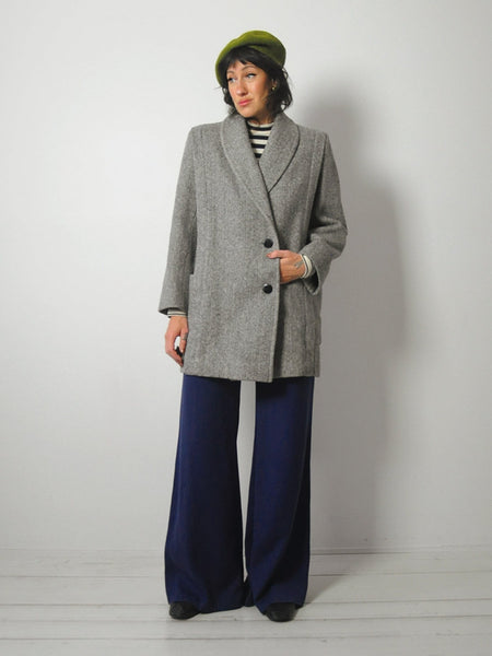 1980's Wool Tweed Herringbone Coat