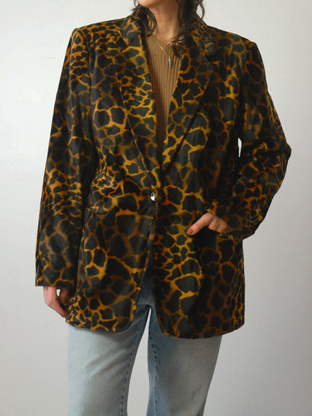 90's Oversized Faux Fur Leopard Blazer