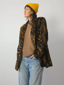 90's Oversized Faux Fur Leopard Blazer