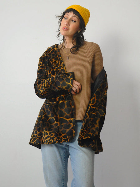 90's Oversized Faux Fur Leopard Blazer