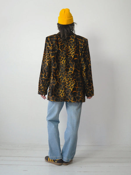 90's Oversized Faux Fur Leopard Blazer