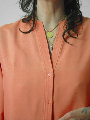 Halston Raw Silk Minimal Dress