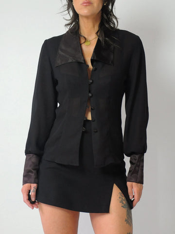 90's Sheer Dagger Collar Blouse