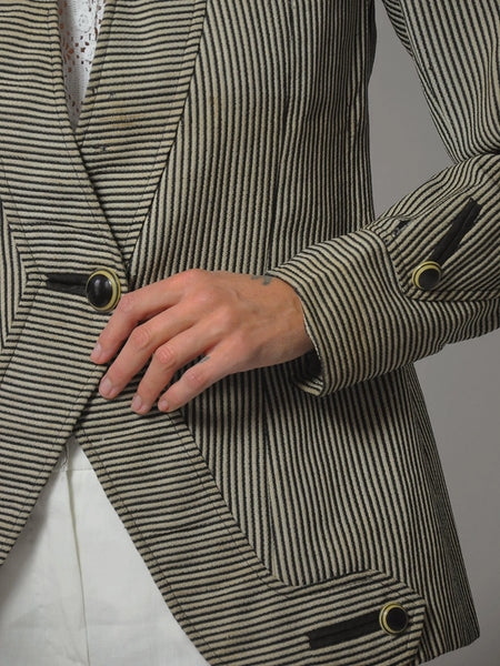 Asymmetric Wool Stripe Blazer