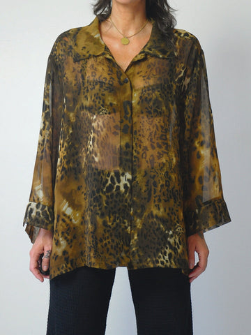 1990's Sheer Leopard Blouse