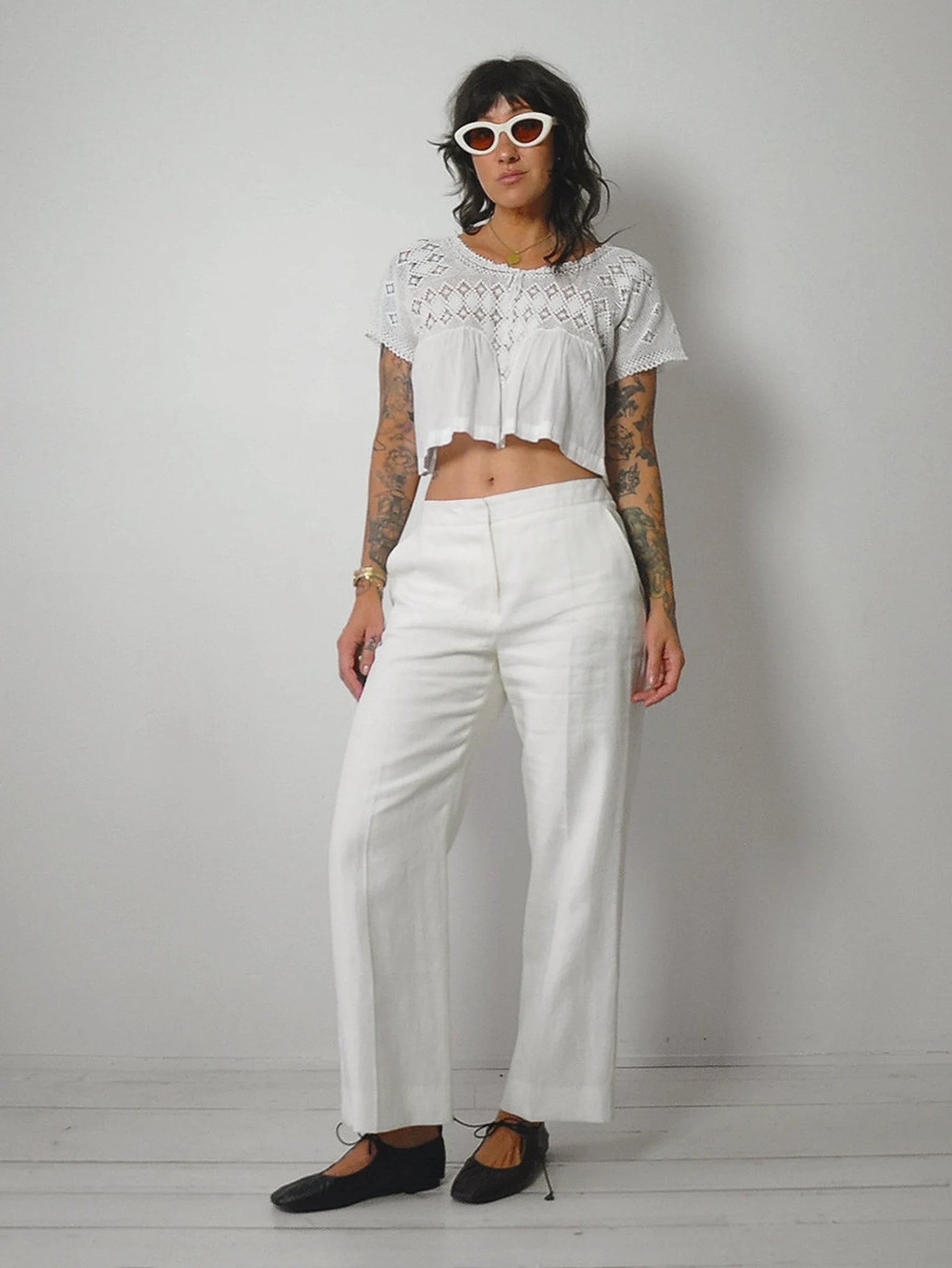 Max Mara Ivory Linen Trousers