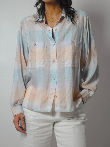 1980's Pastel Plaid Shirt