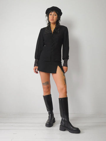 90's Sheer Dagger Collar Blouse