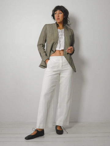 Asymmetric Wool Stripe Blazer