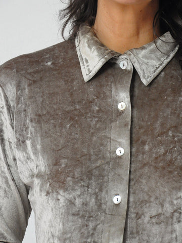 90's Silver Crushed Velvet Shirt