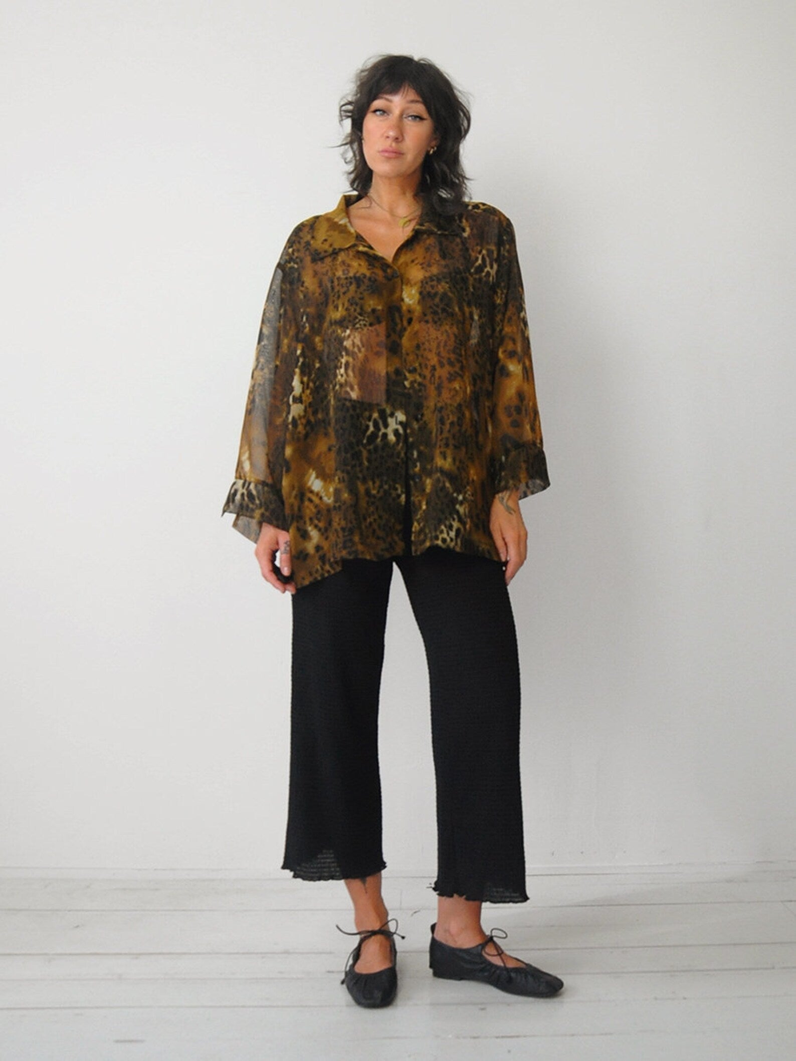 1990's Sheer Leopard Blouse