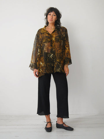 1990's Sheer Leopard Blouse