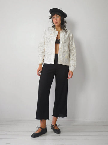 Silk Beaded Soutache Cutout Jacket